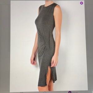 CQbyCQ Gray Gathered side slit sleeveless dress M
